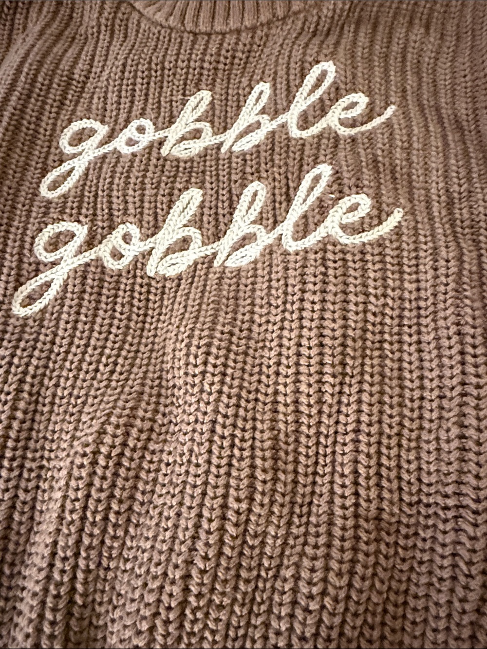 Kids Thanksgiving Sweater - Brown "gobble gobble" Crewneck - Picture 4 of 5